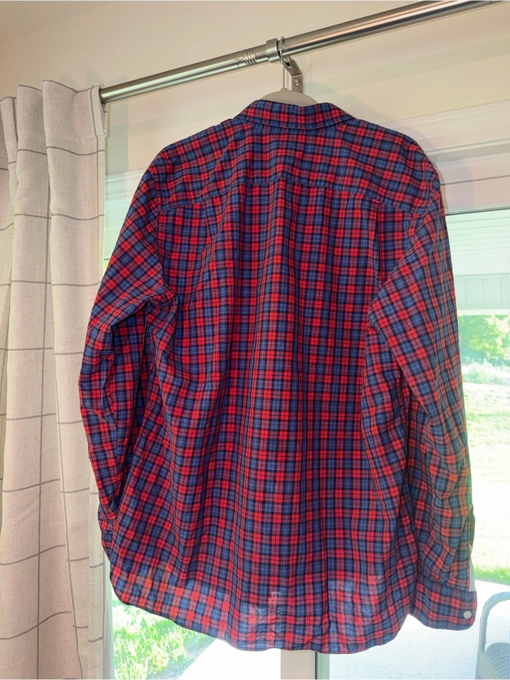 J. Crew Red and Blue Plaid Cotton Button-Down Shirt